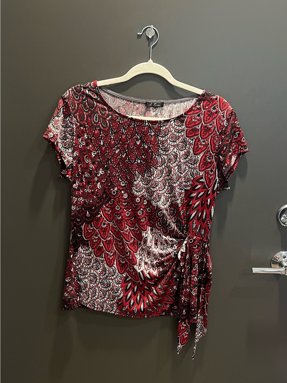 Red & Black Paisley Side-Tie Top – Fits M/L